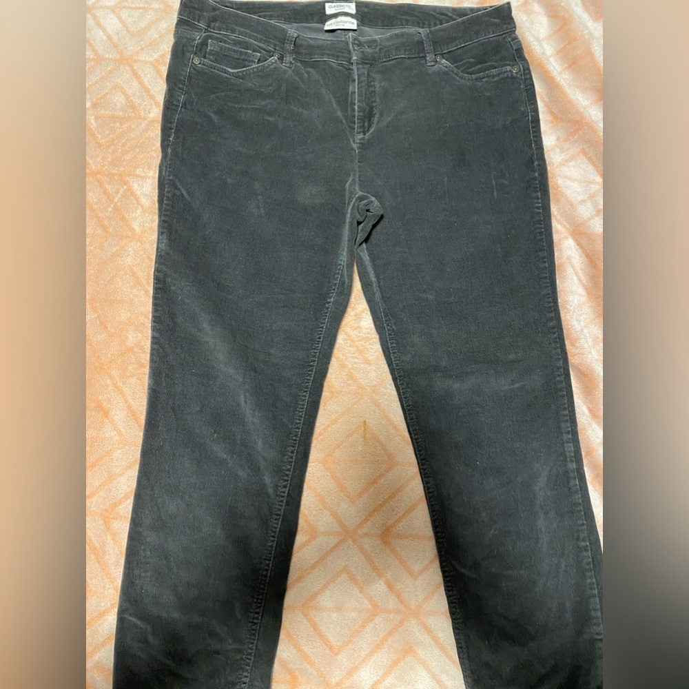 Liz Claiborne Classic Skinny Gray Corduroy Pants